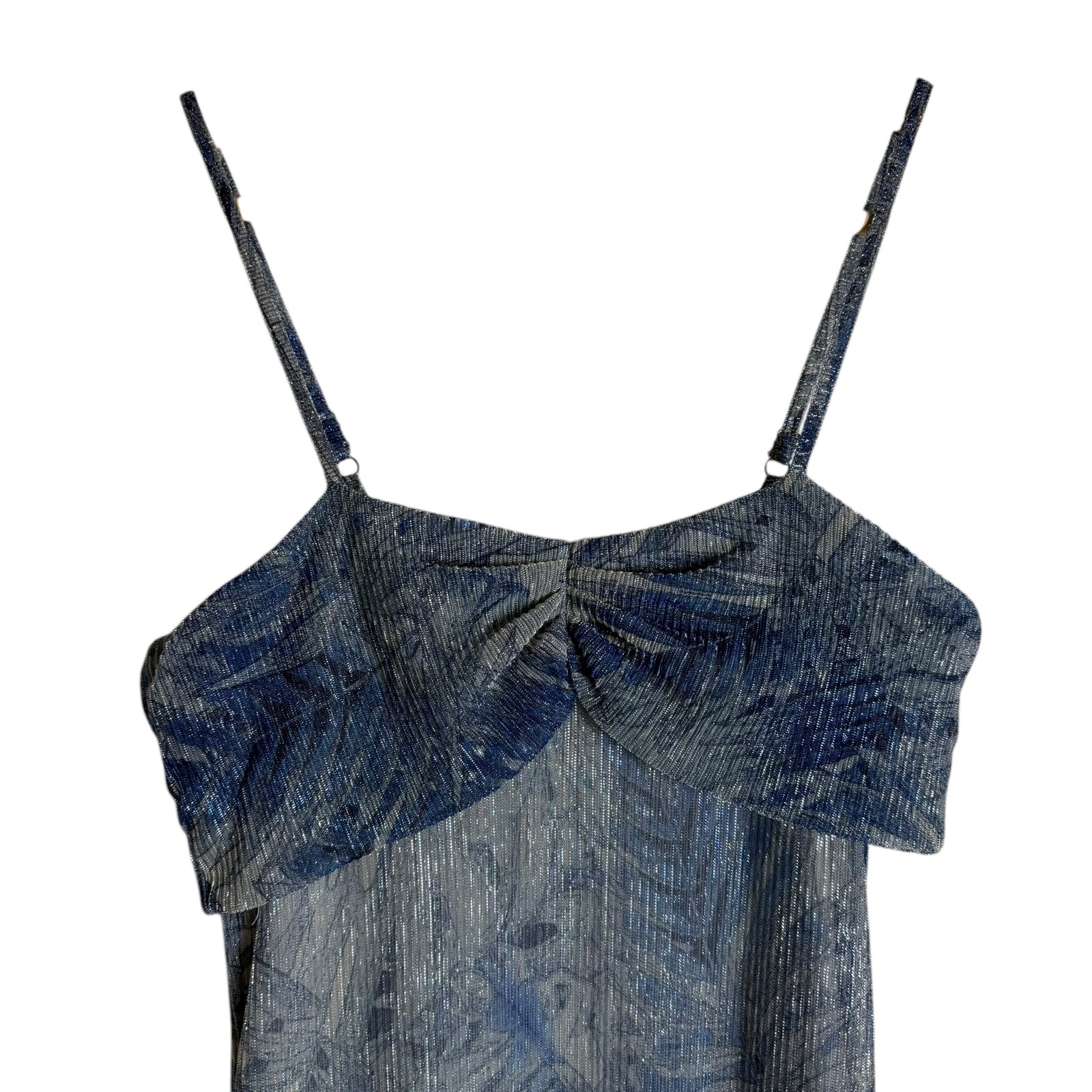 Mia Vesper Frond Mermaid Blue Printed Sleeveless Chiffon Maxi Dress Size Small — image 7 of 8